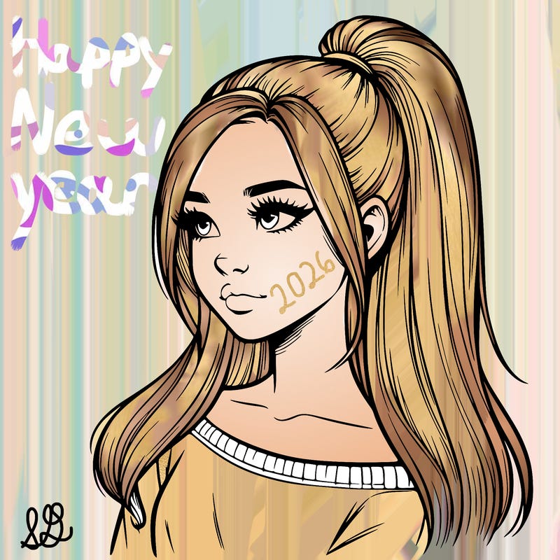 realistic girl with a high ponytail