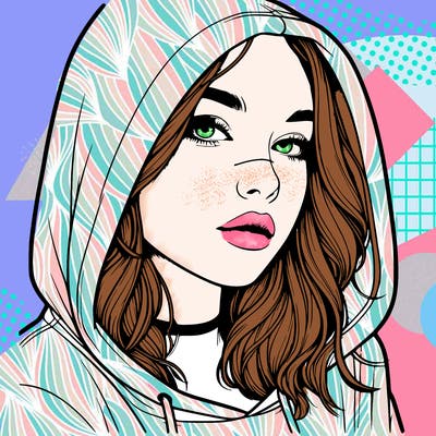 realistic girl with hood on