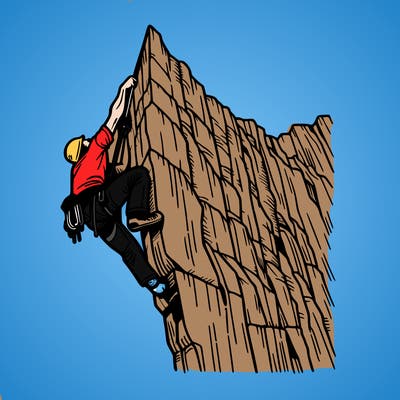 extreme rock climbing on a sheer cliff face