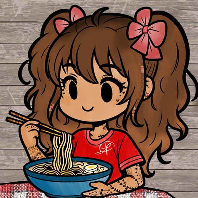 a girl eating ramen