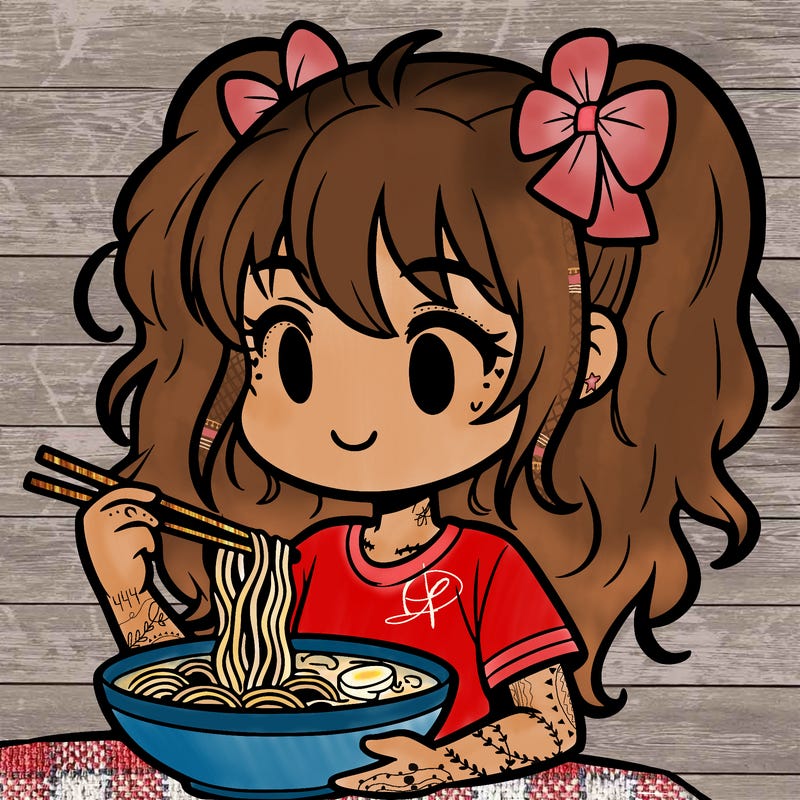 a girl eating ramen