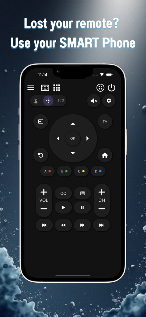 SonLink: Remote for BRAVIA TV - Interfaz de control remoto digital para TV Sony BRAVIA en una pantalla de iPhone con el texto Perdíste tu control remoto Usa tu Teléfono INTELIGENTE