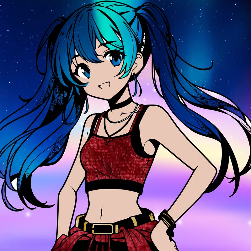 anime girl wearing crop top
