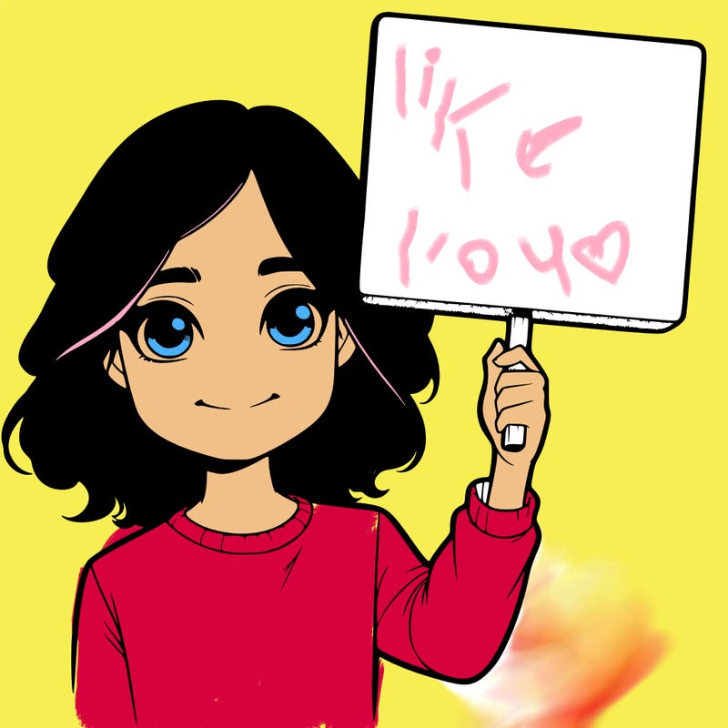 realistic girl holding up a sign