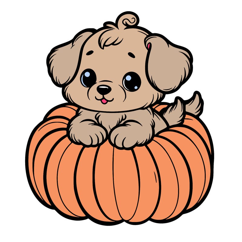 cute little puppy in a pumpkin