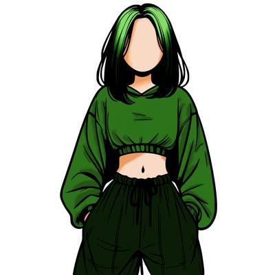 realistic girl faceless with baggy pants and a crop top