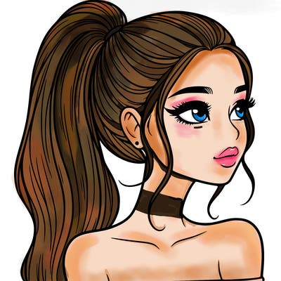 a beautiful and realistic girl with a high pony tail