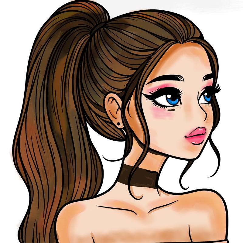 a beautiful and realistic girl with a high pony tail