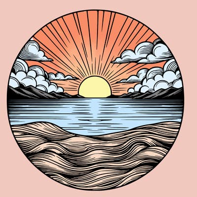 realistic sunset