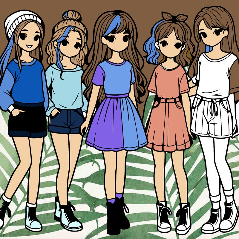 a group of five girls