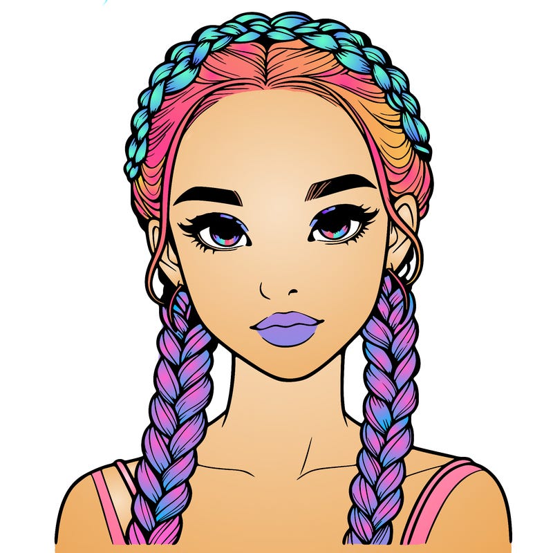 realistic girl with braids