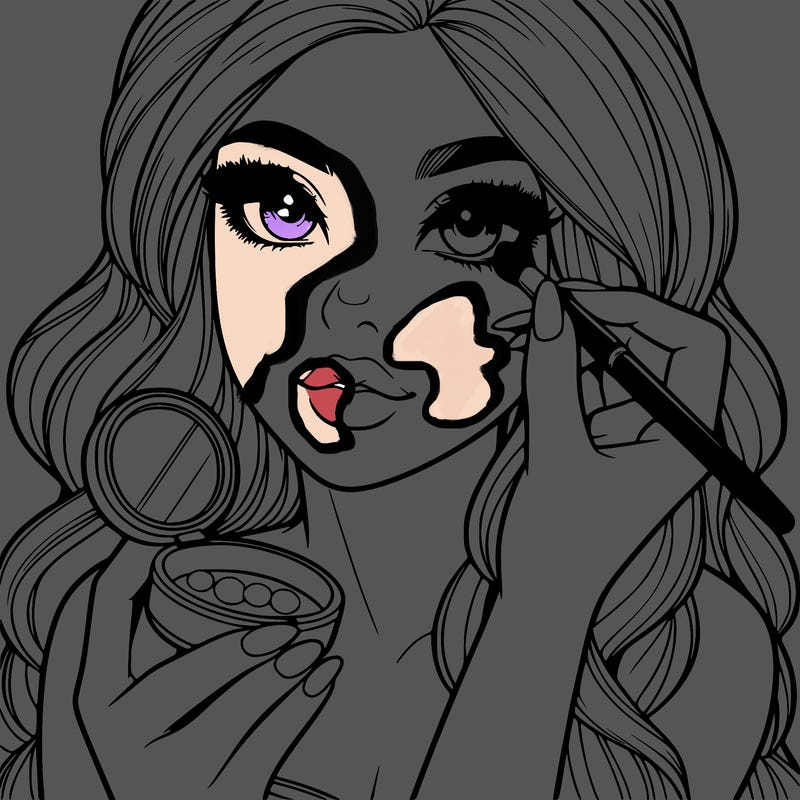 realistic girl doing makeup