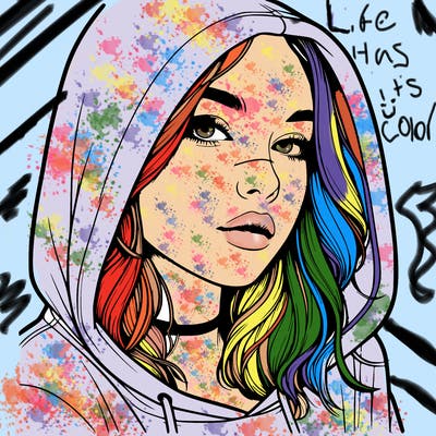 realistic girl with hood on