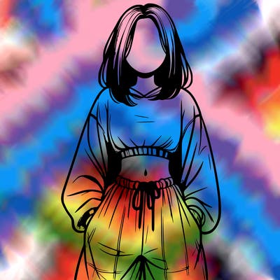 realistic girl faceless with baggy pants and a crop top