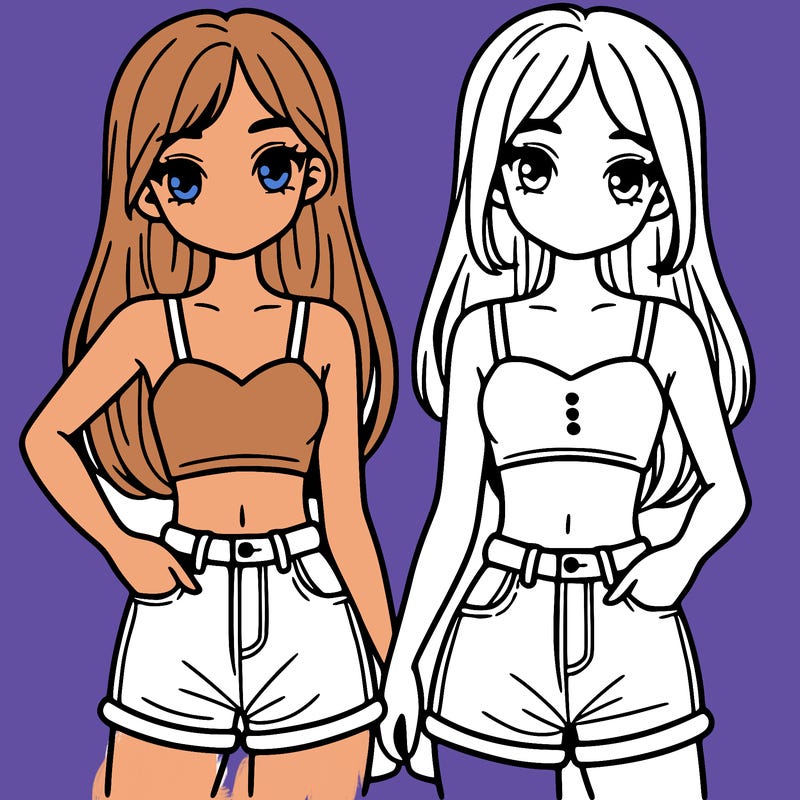two sisters with crop tops and jean shorts and straight hair