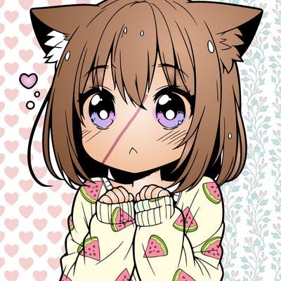 shy anime catgirl