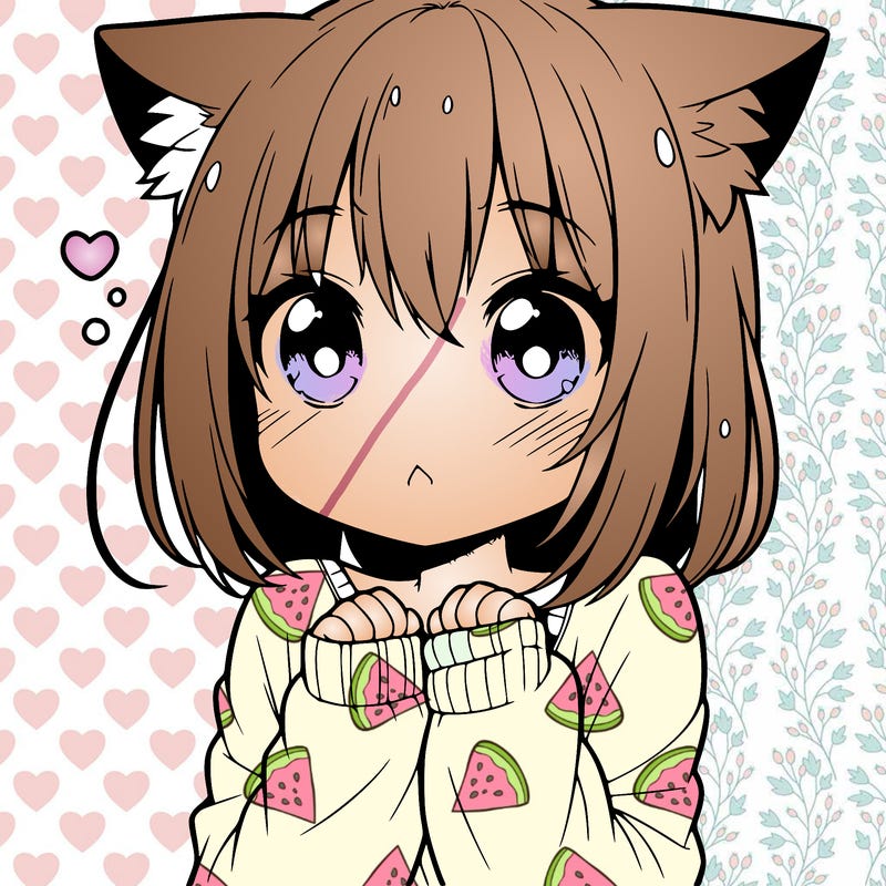 shy anime catgirl