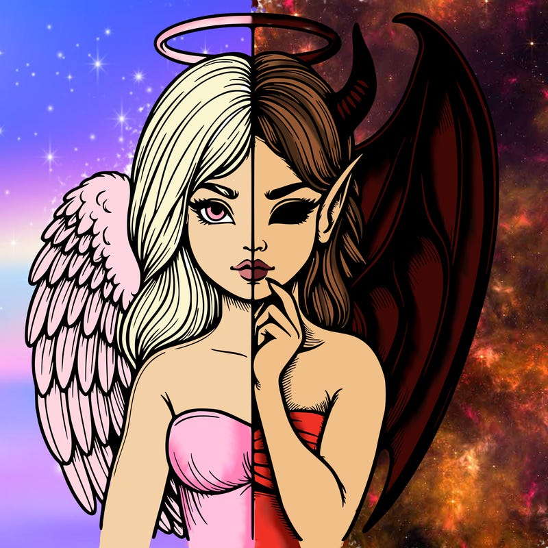 realistic angel half demon