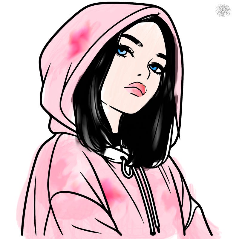 a realistic girl in a hoodie