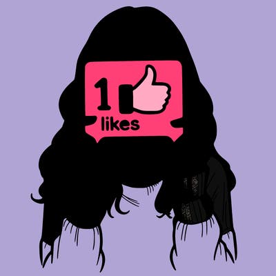 teen girl holding a  10 likes sign covering her face