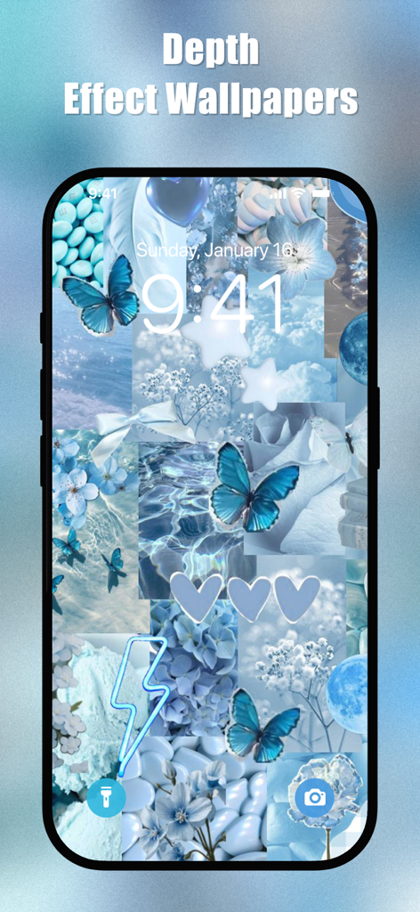Blue Aesthetic Wallpapers - iPhoneで奥行き効果のある青い美的コラージュ壁紙