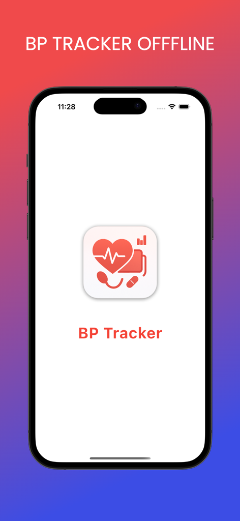 Blood Pressure Log Max - Blood Pressure Log Max app splash screen on an iPhone showing the offline tracker icon