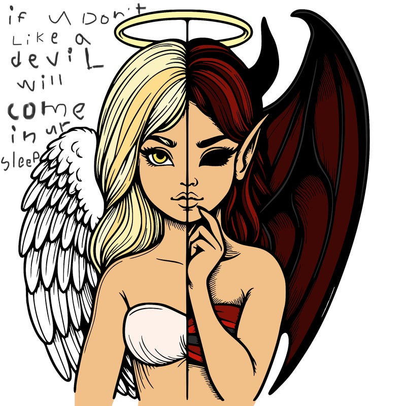 realistic angel half demon