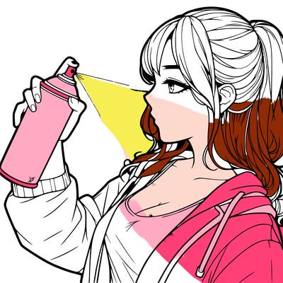 a realistic girl spray, painting