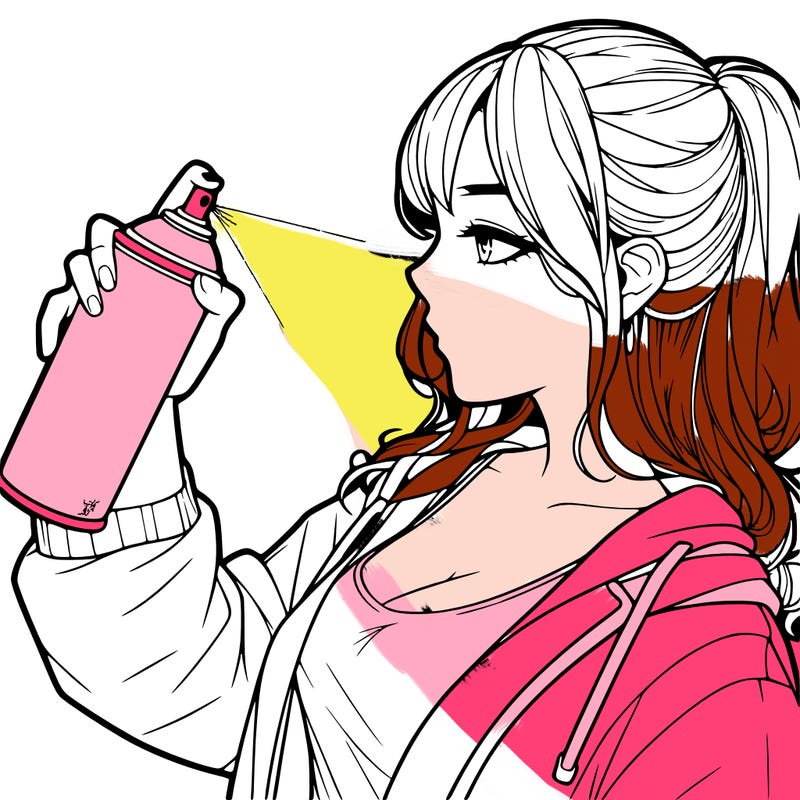 a realistic girl spray, painting
