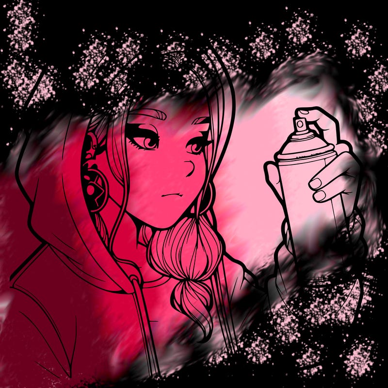 a realistic girl, spray painting