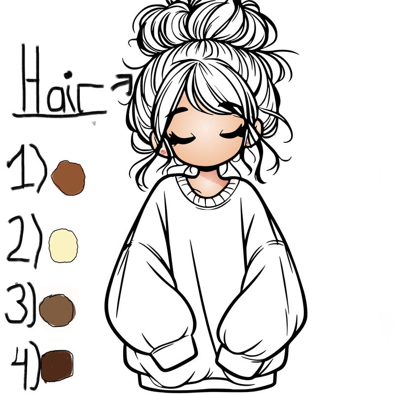 girl with baggy sweatshirt and messy bun