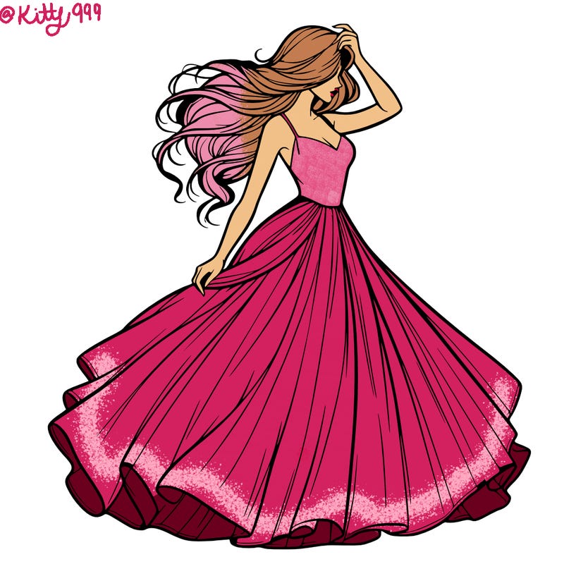 realistic woman with dress flowing in the wind