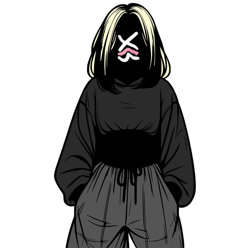 realistic girl faceless with baggy pants and a crop top