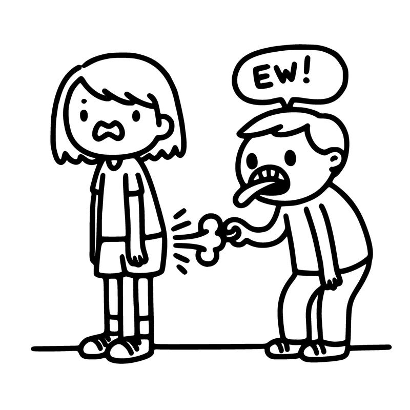 someone tooting on a person and saying ew