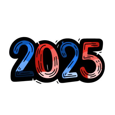 one line scrawled numbers sketch design “2025”