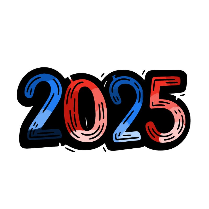 one line scrawled numbers sketch design “2025”