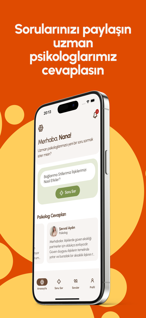 Psikolojik Destek - Psikologca - Psikologca mobile app interface showing online psychologist consultation features in Turkish