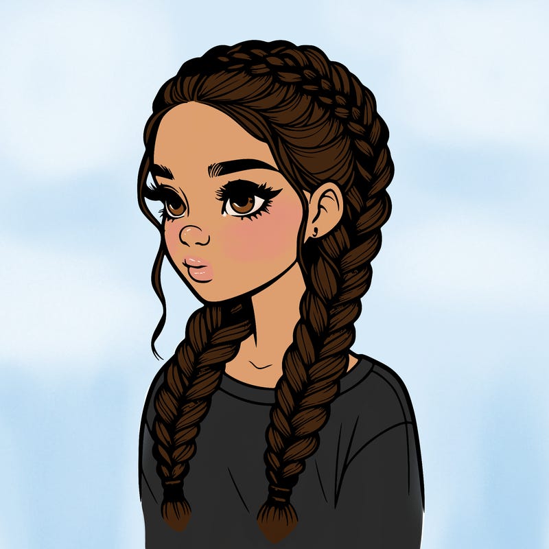 realistic girl with braids
