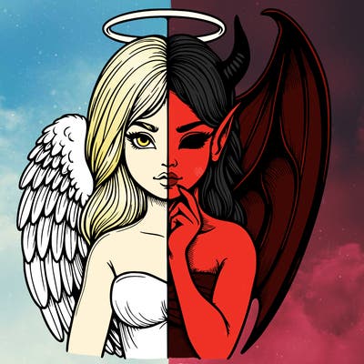 realistic angel half demon