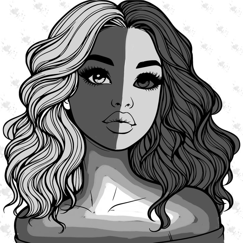 realistic girl with wavy hair and lips