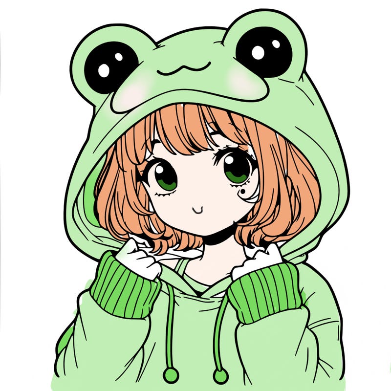 a cute teenage girl wearing a frog hoodie