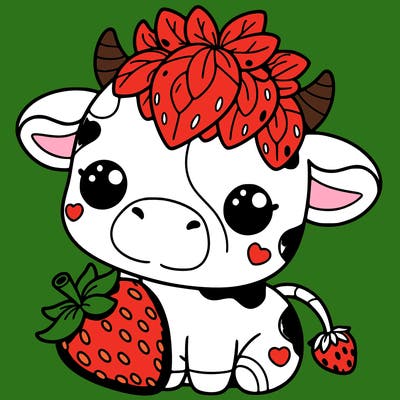 cute strawberry cow