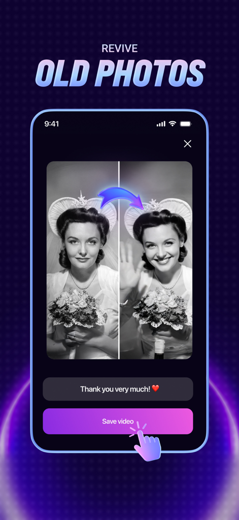 AI Video Generator: Tvorra - Tvorra AI video generator interface showing how to animate and revive old black and white photos into motion videos