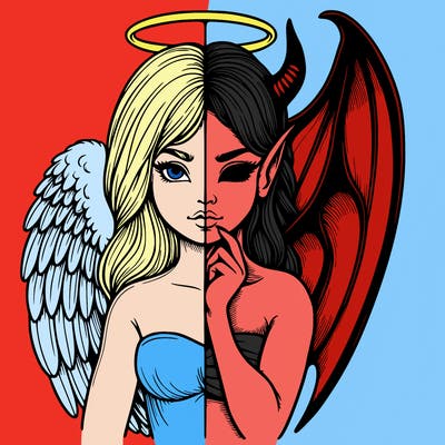 realistic angel half demon