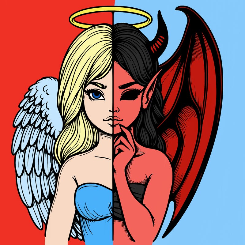 realistic angel half demon