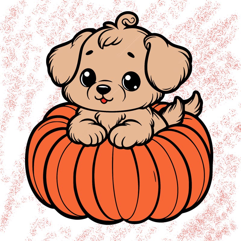 cute little puppy in a pumpkin