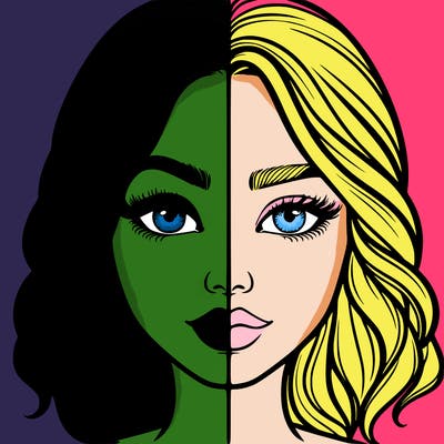 realistic girl split half