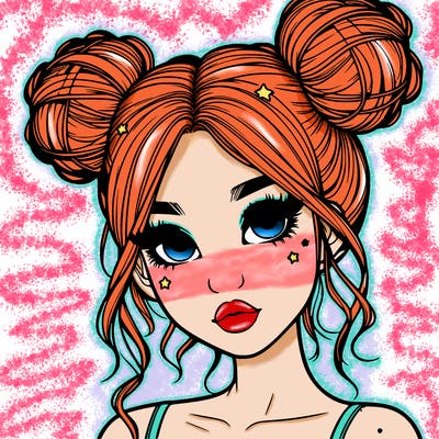 realistic girl with space buns