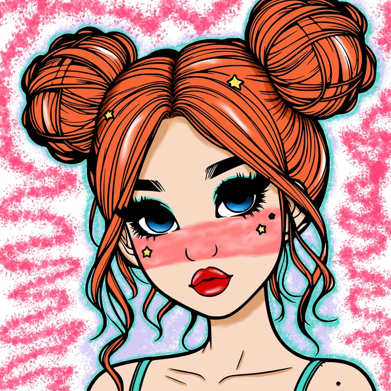 realistic girl with space buns
