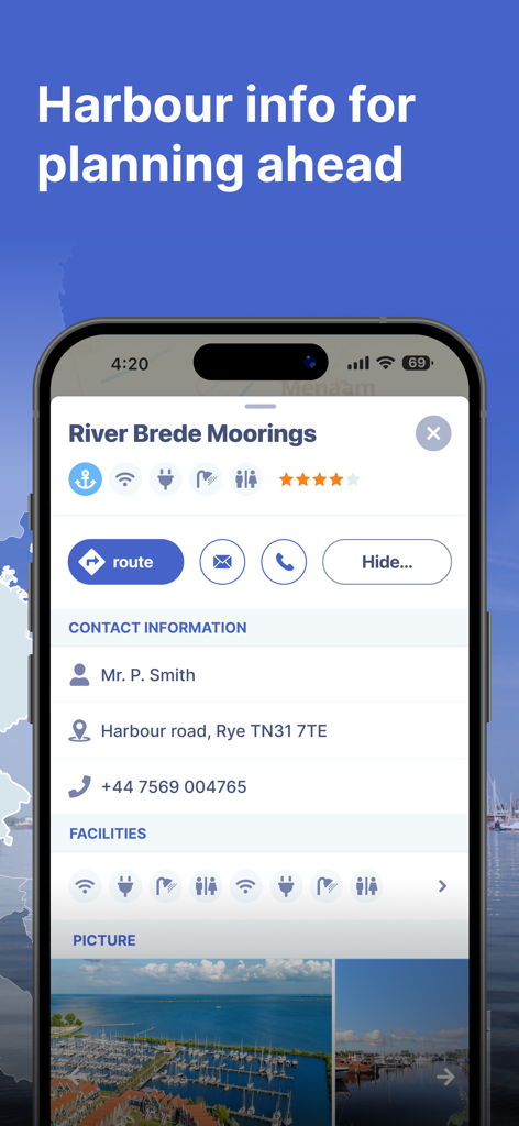 Detaillierte Hafen- und Marina-Informationen für River Brede Moorings in der Waterkaarten Bootsnavigations-App.